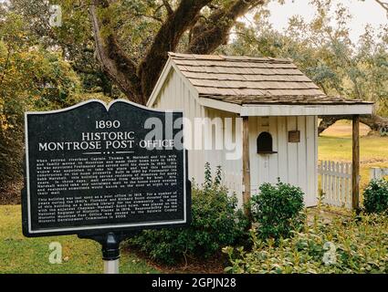 Bureau de poste historique de Montrose un bureau de poste très petit ou minuscule des États-Unis à la fois dans la zone de Mobile Bay Alabama, États-Unis. Banque D'Images