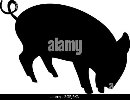 Silhouette de porcelet. Lignes lisses et propres. Silhouette haute en forme de cochon. Illustration vectorielle. Illustration de Vecteur