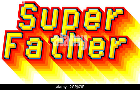 Lettres de calligraphie Super Father pixel art. Illustration de Vecteur