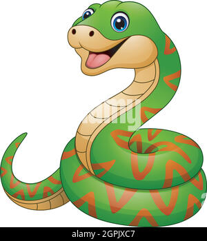 Illustration vectorielle de dessin animé de serpent vert Illustration de Vecteur