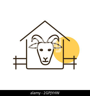 Icône de vecteur de maison de chèvre. Signe animal de ferme Illustration de Vecteur