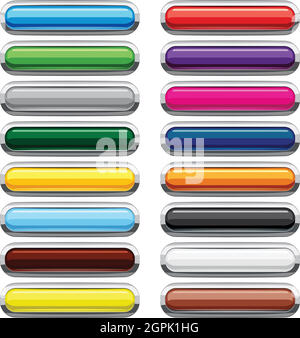 Rectangle blanc boutons icônes set, cartoon style Illustration de Vecteur