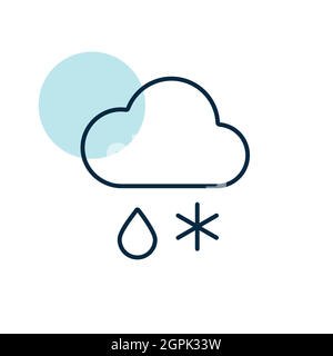 Nuage avec icône vecteur neige et pluie. Panneau météo Illustration de Vecteur