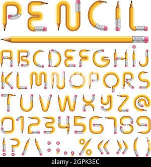 Alphabet crayon avec des nombres vector illustration Illustration de Vecteur