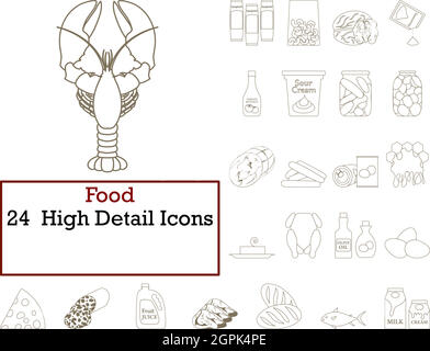 Jeu d’icônes de nourriture Illustration de Vecteur