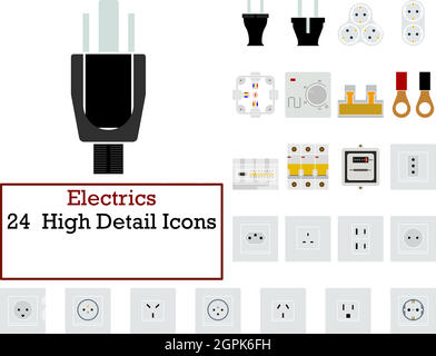 Jeu d'icônes électriques Illustration de Vecteur