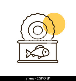 Fish préserve l'icône vectorielle plate. Signe animal de ferme Illustration de Vecteur