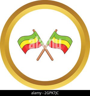 Drapeaux croisés rastafari icône vecteur Illustration de Vecteur