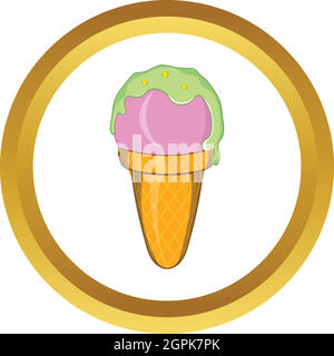 La crème glacée dans un cornet gaufré icône vecteur Illustration de Vecteur