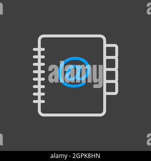 Icône de vecteur de carnet d'adresses isolée sur le blanc Illustration de Vecteur