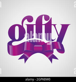 Modèle de conception de logo de boutique de cadeaux Vector. Vector, Emblem, Design concept, Creative Symbol, Icon. Logo du signe inspiration marque-cadeau typographique qui se trouve dans le texte gifty avec le ruban violet dessus. Illustration de Vecteur