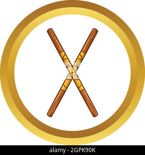 Stick de combat Ninja, icône vecteur cartoon style Illustration de Vecteur