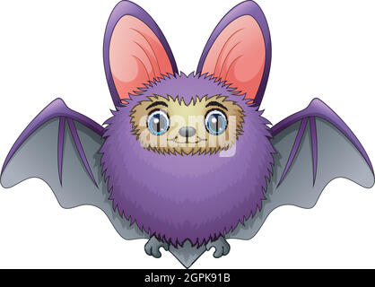 Illustration vectorielle d'un joli dessin animé de chauve-souris volant Illustration de Vecteur