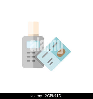 Payer avec lecteur de carte de crédit. Paiement du terminal de balayage. Sans contact. Icône de couleur plate. Illustration de vecteur commercial Illustration de Vecteur