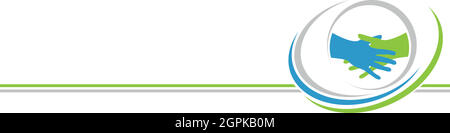 Poignée de main, deux mains, logo, arrière-plan Illustration de Vecteur