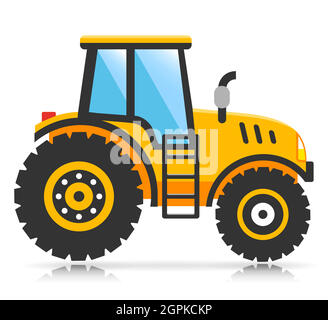 Tracteur Vector Farmer à plat Illustration de Vecteur