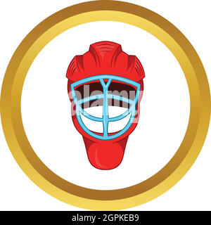 Casque de hockey rouge avec icône vecteur cage Illustration de Vecteur