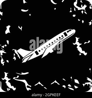 Icône avion, style grunge Illustration de Vecteur