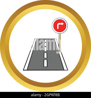 Route et panneau de signalisation rouge pointant vers la droite l'icône vecteur Illustration de Vecteur