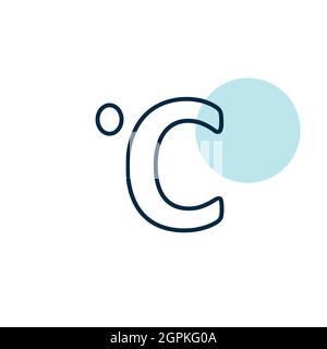 Icône de vecteur à plat degrés Celsius. Panneau météo Illustration de Vecteur
