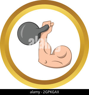 Bras musclés avec icône vecteur d'haltères Illustration de Vecteur