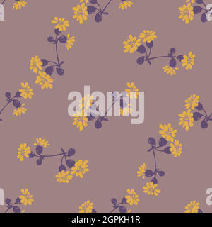 Fleurs de prairie dessinées à la main sans couture motif résumé fond d'écran. Illustration botanique des arts de la ligne. Illustration vectorielle murale florale, couleur tendance pastel mauve, motif graphique, imprimé, textile Illustration de Vecteur