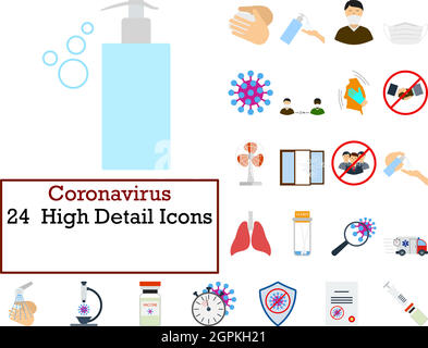 Jeu d'icônes de coronavirus Illustration de Vecteur