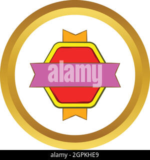 Badge rouge avec des rubans jaunes icône vecteur Illustration de Vecteur