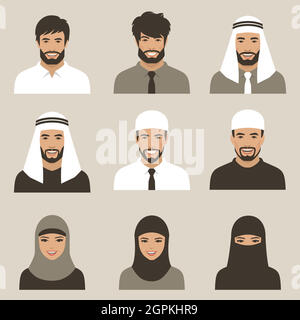 souriez les avatars arabes Illustration de Vecteur