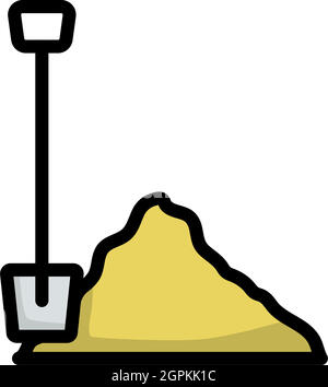 Icône de la pelle et du sable de construction Illustration de Vecteur