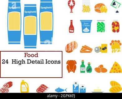 Jeu d’icônes de nourriture Illustration de Vecteur