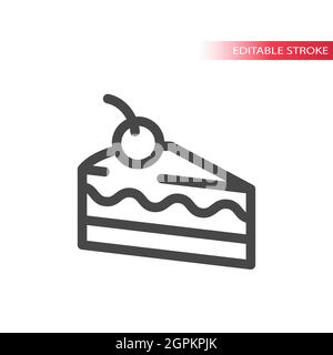Tranche de gâteau avec icône représentant un vecteur de cerise Illustration de Vecteur