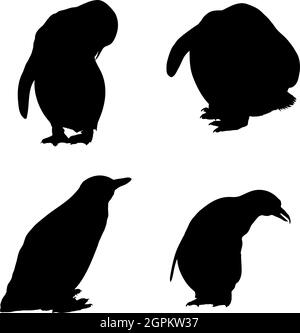 Ensemble silhouette de pingouin Illustration de Vecteur