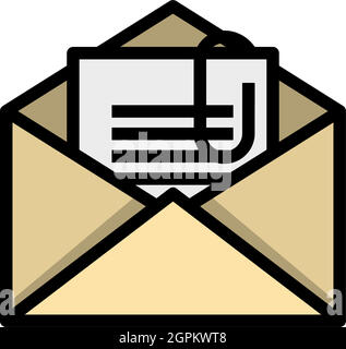 Icône courrier avec pièce jointe Illustration de Vecteur