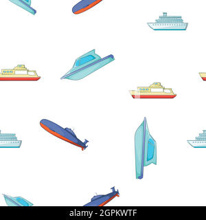 Motif bateaux et bateaux, style dessin animé Illustration de Vecteur