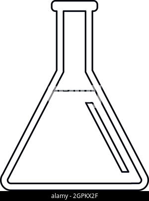 Tube à essai, l'icône de style contour Illustration de Vecteur