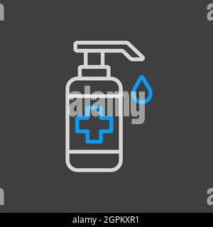 Lavage de la main avec l'icône de savon liquide aseptisant Illustration de Vecteur