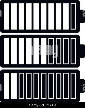 Indicateurs de batterie, l'icône de style simple. Illustration de Vecteur