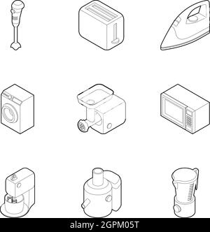 Appareils électroniques de cuisine icons set Illustration de Vecteur