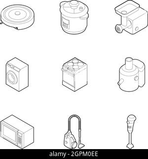 L'équipement de cuisine électronique icons set Illustration de Vecteur