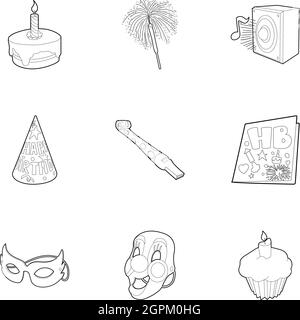 Les enfants icons set style du contour, Illustration de Vecteur