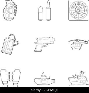 Icônes d'armes, définir le style contour Illustration de Vecteur