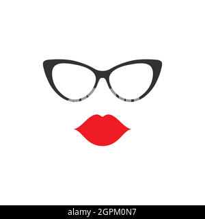 Icône représentant un vecteur de lèvres et de lunettes pour femmes Illustration de Vecteur