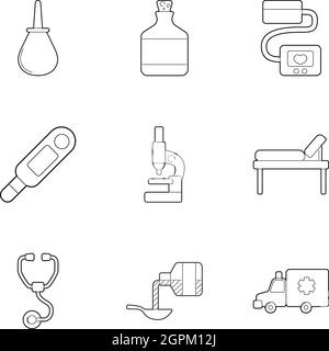 Le traitement VIP icons set style du contour, Illustration de Vecteur