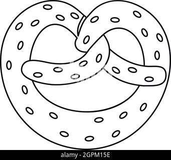 Style du contour, l'icône de bretzel Illustration de Vecteur