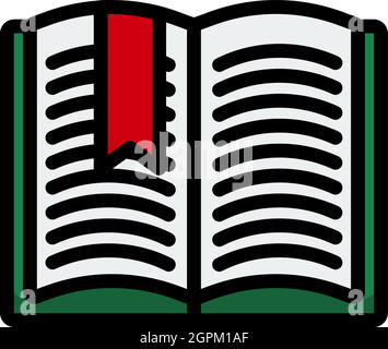 Icône de Livre ouvert avec signet Illustration de Vecteur