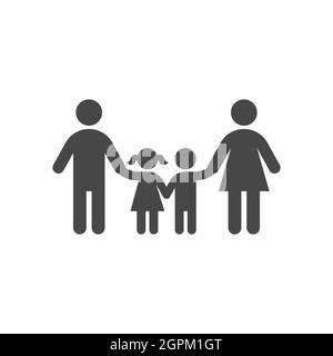 Icône vectorielle de la famille tenant les mains Illustration de Vecteur