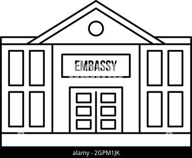 Style du contour, l'icône de l'ambassade Illustration de Vecteur