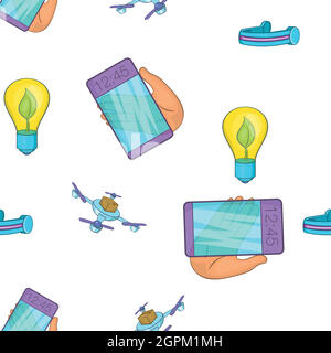 Motif gadgets innovant, style dessin animé Illustration de Vecteur