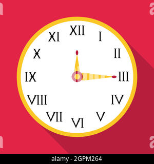 L'icône horloge murale, style plat Illustration de Vecteur